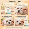Load image into Gallery viewer, How to use Lumi-noble Eye Wipes in four steps, wiping outward from the inner corner
