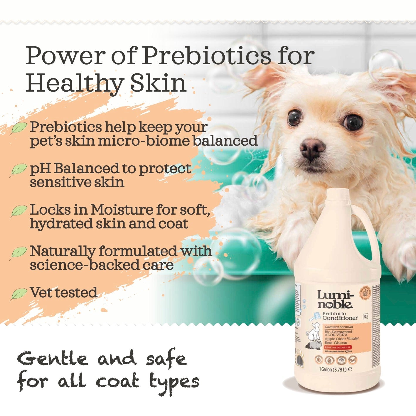 Power of prebiotics for healthy skin, Lumi-noble Prebiotic Pet Conditioner 1 gallon