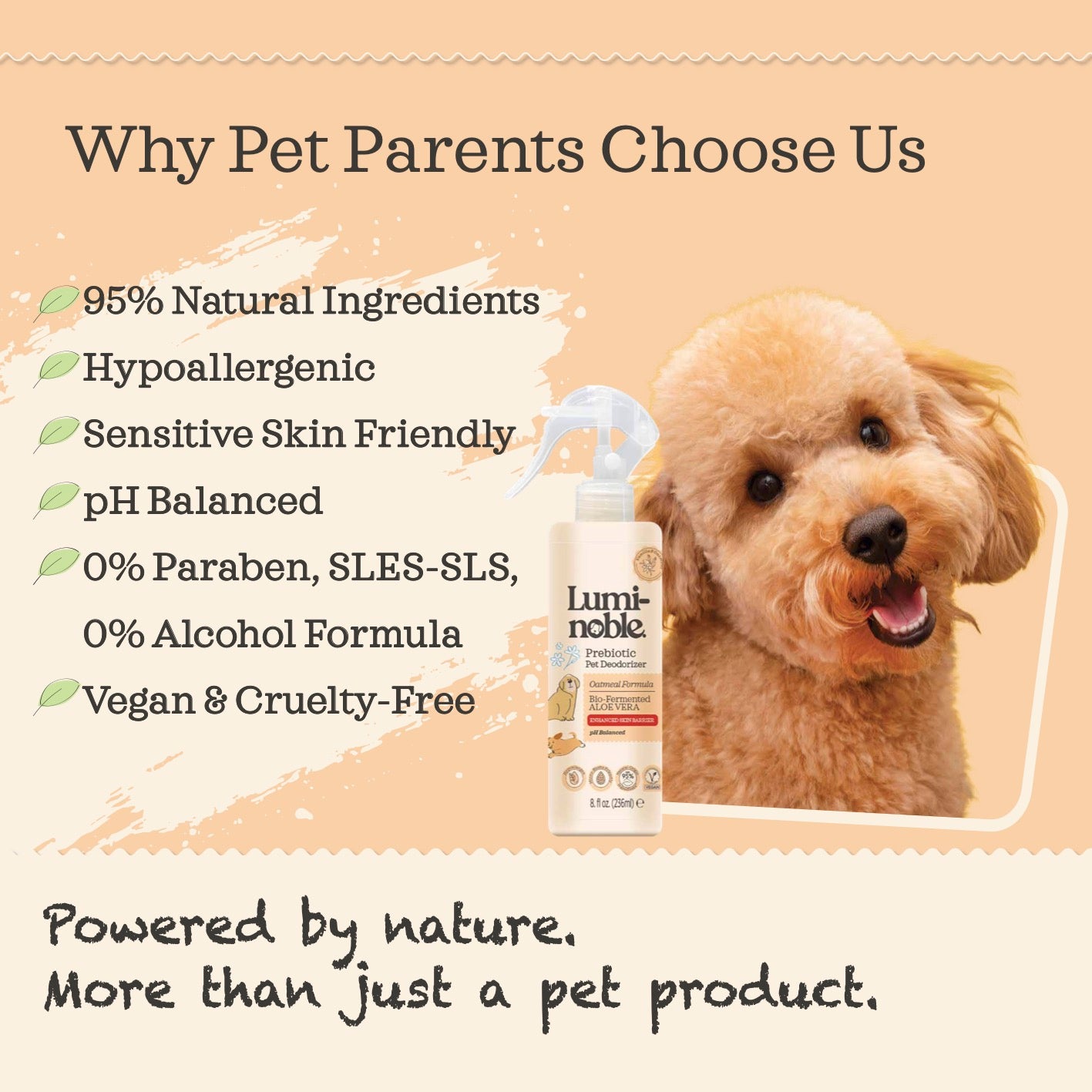 Prebiotic Pet Deodorizing Spray, 8oz – Oatmeal Formula, Hypoallergenic, Alcohol-Free