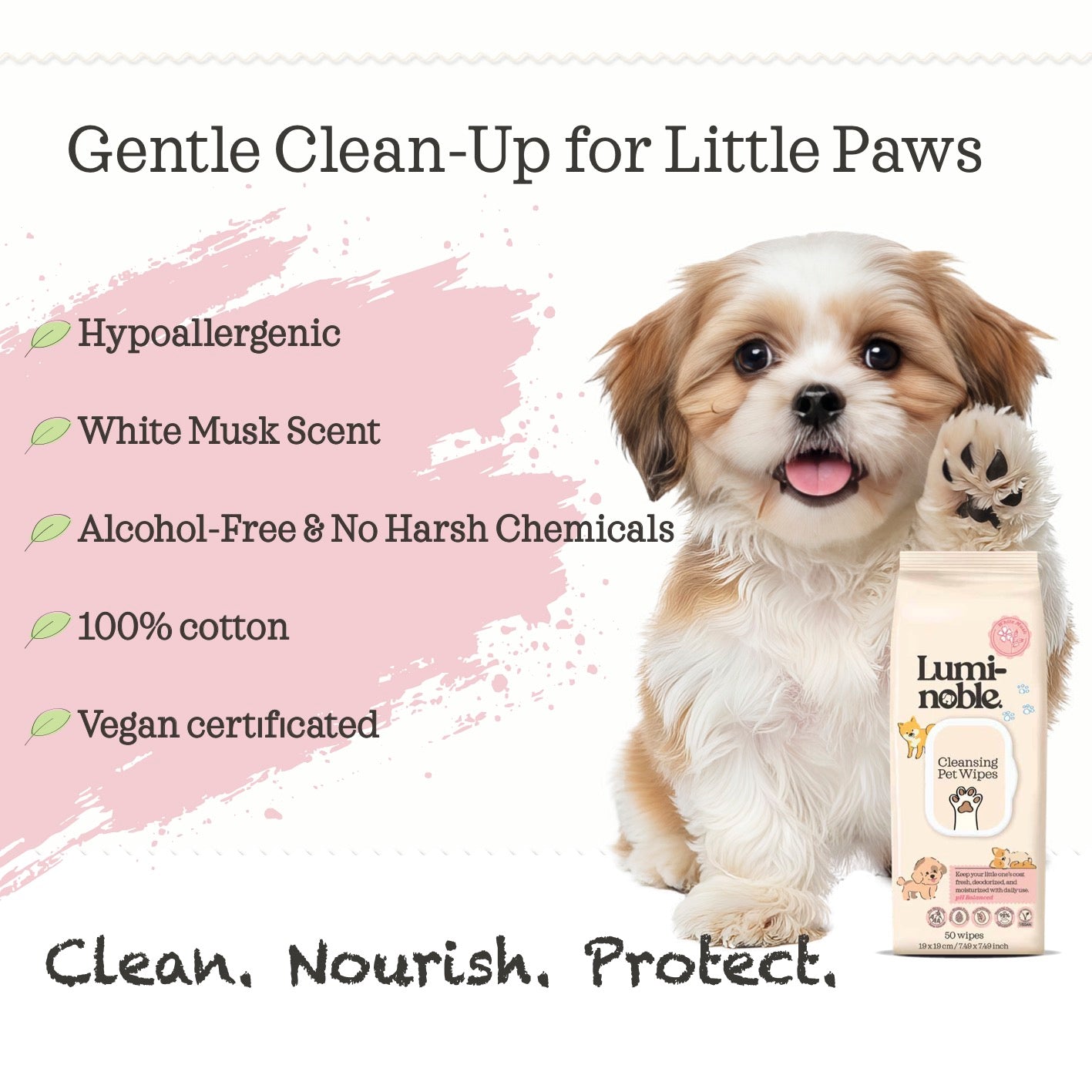 Pet Cleaning Wipes – Hypoallergenic, Moisturizing & Deodorizing, 100 Wipes