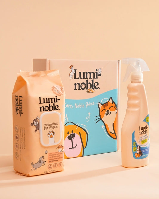Lumi-noble Pet Essentials Duo – Stain & Odor Remover + Pet Cleaning Wipes (Dog & Cat)