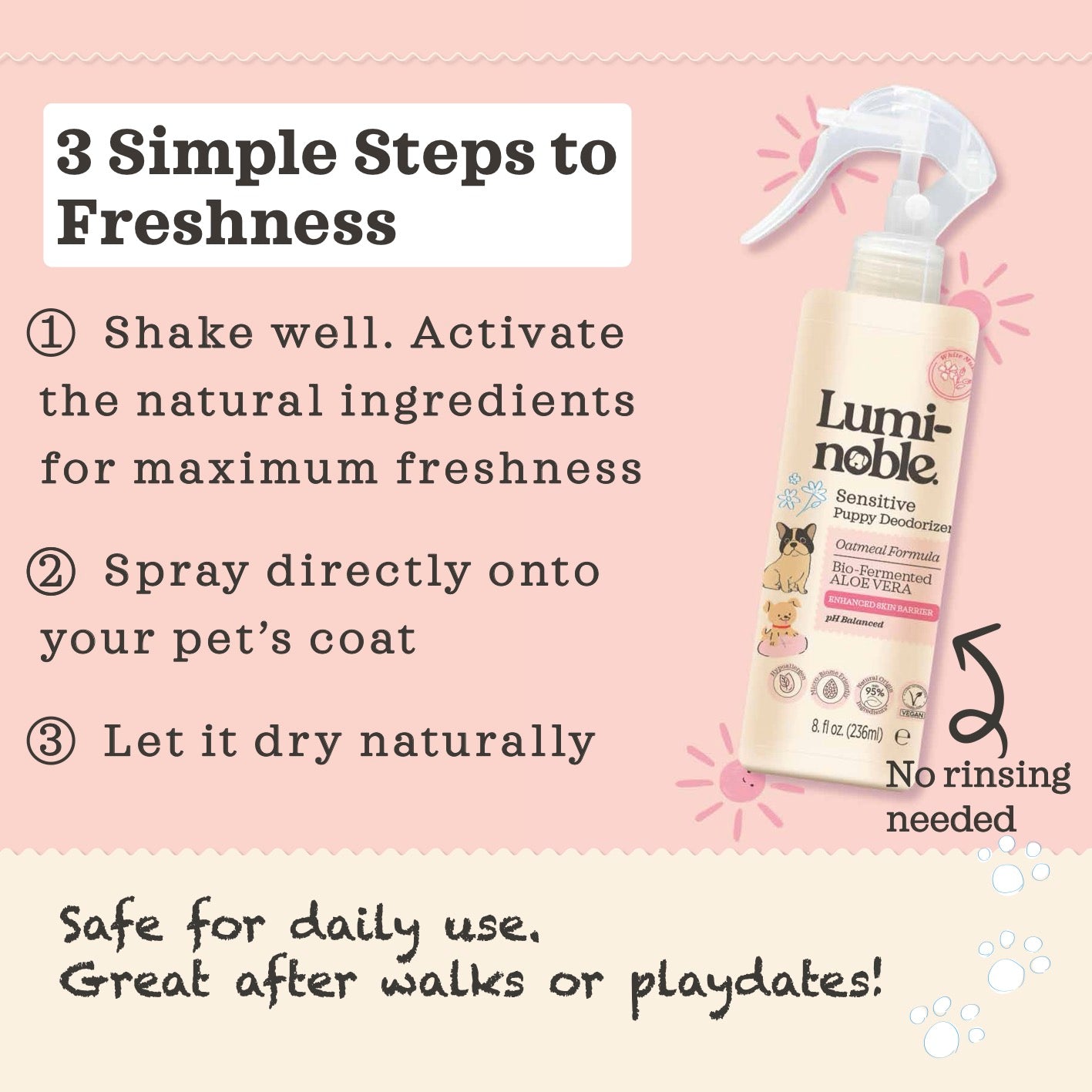 Sensitive Puppy Deodorizer – Prebiotic, Hypoallergenic Freshening Spray | 8 fl oz