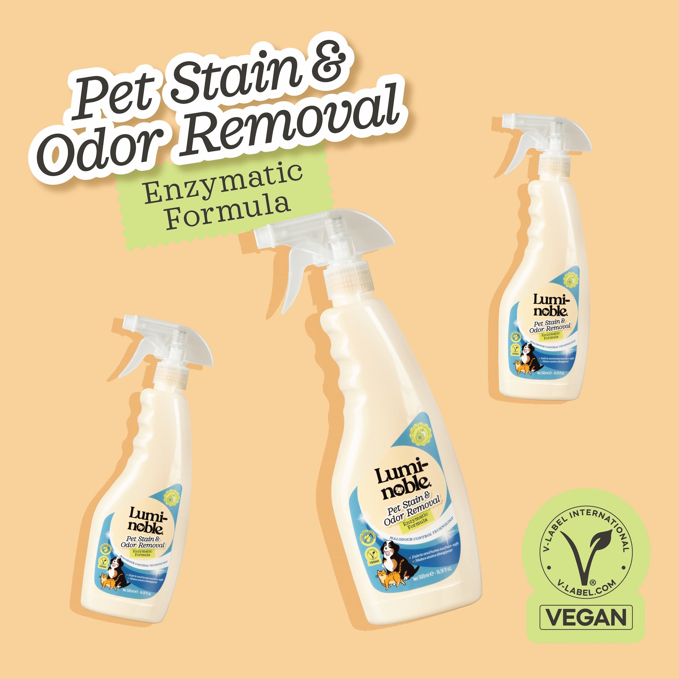Stain & Odor Remover Spray – Enzyme Powered Cleaner for Carpets, Furniture, Bedding & Floors | Natural & Vegan & Eco-Friendly | 16.91 fl.oz