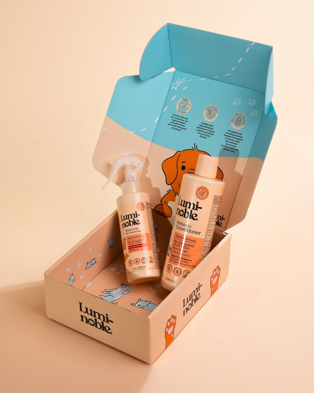 Lumi-noble Detangling Essentials Duo – Prebiotic Pet Deodorizer + Prebiotic Conditioner (Dog & Cat)