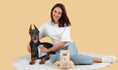 Cargar la imagen en la vista de la galería, Pet parent and dog with Lumi-noble Fragrance Free Cleansing Pet Wipes pack
