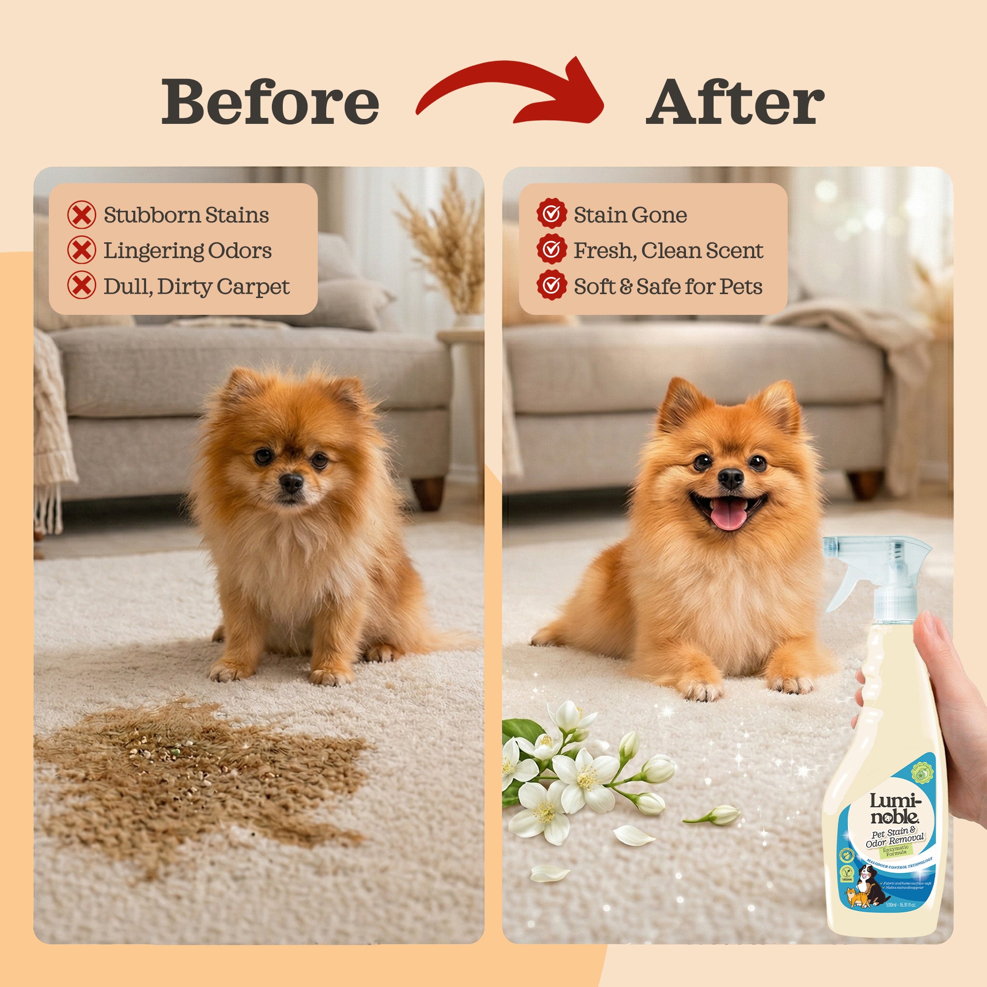 Pet Stain & Odor Remover Spray – Enzymatic, 16.91 fl oz