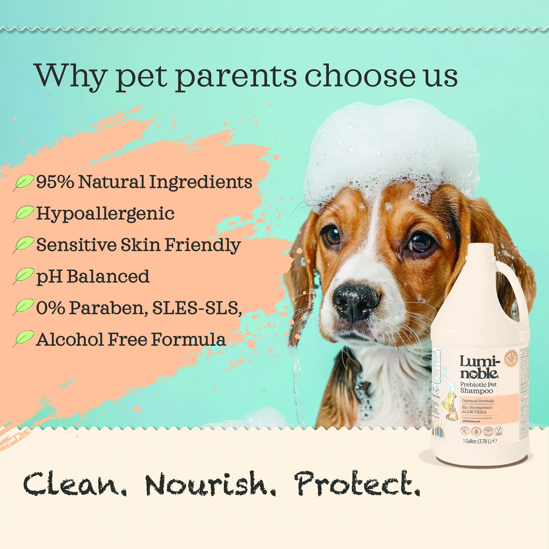 Prebiotic Shampoo, 1 Gallon – Oatmeal Formula, Hypoallergenic, Vegan, Alcohol-Free