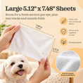 Load image into Gallery viewer, Large 5.12 x 7.48 inch soft textured Lumi-noble eye wipe next to a white puppy
