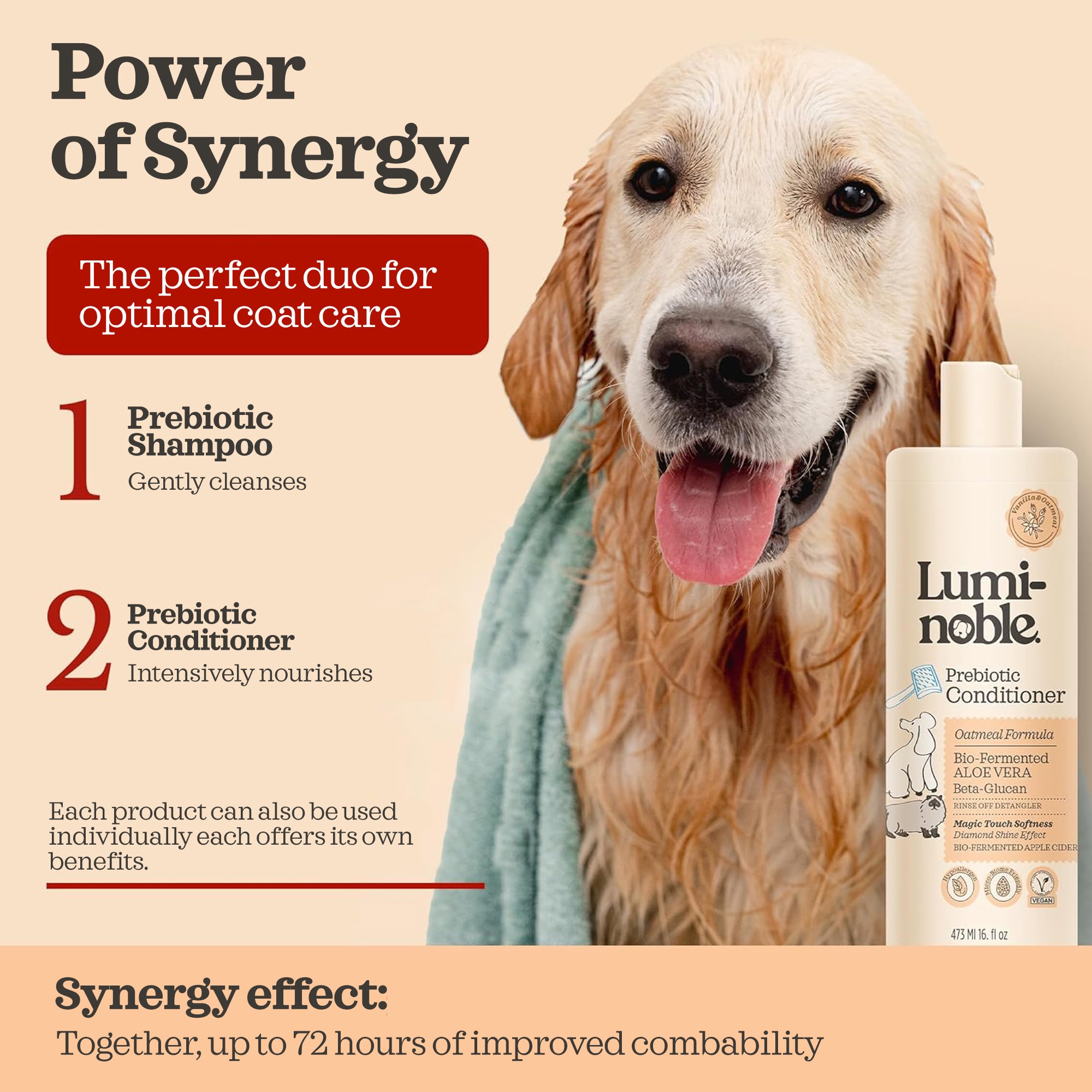 Prebiotic Pet Conditioner, 16 fl oz – Oatmeal, Hypoallergenic, Detangling & Nourishing