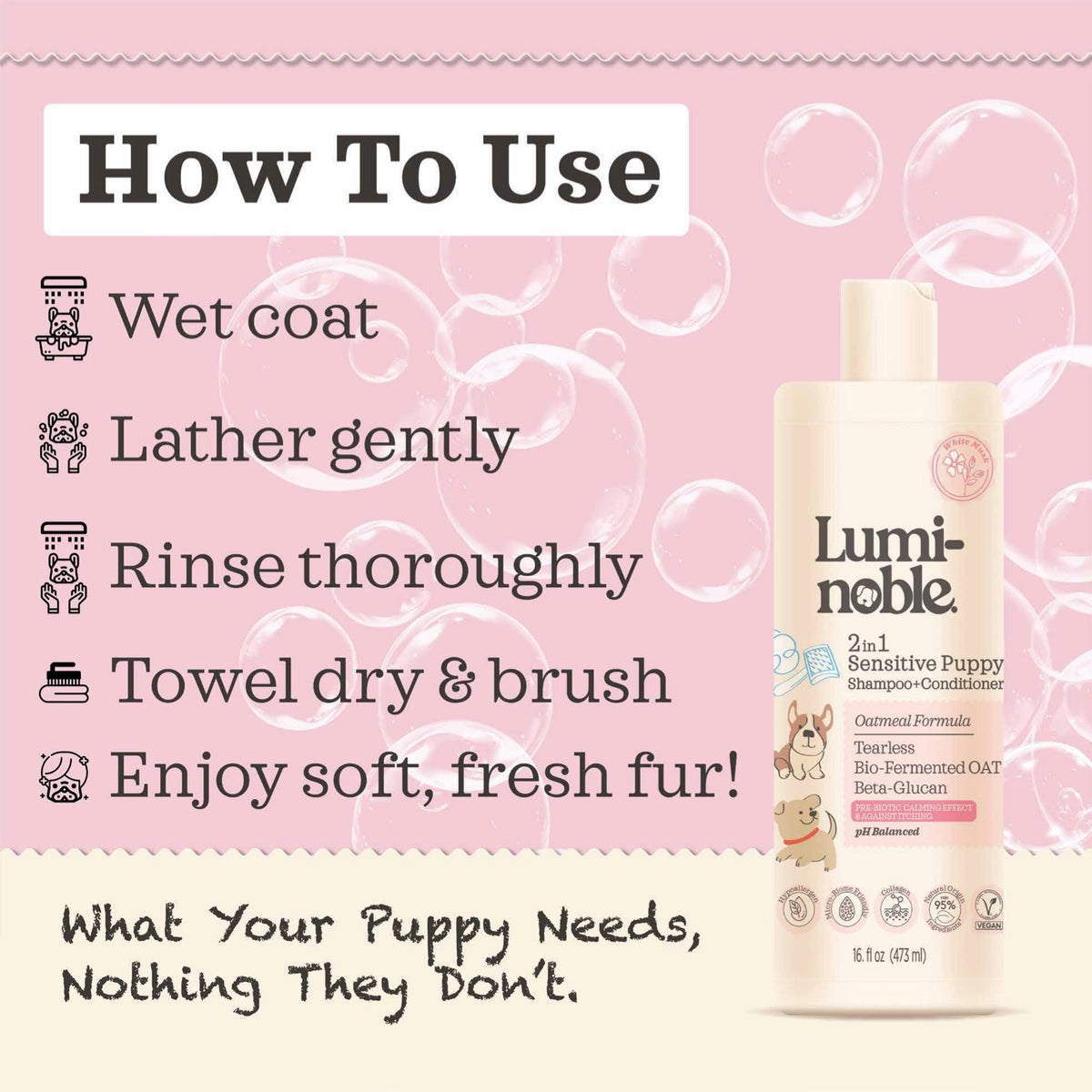 2-in-1 Puppy Shampoo & Conditioner – puppy 16floz how to use